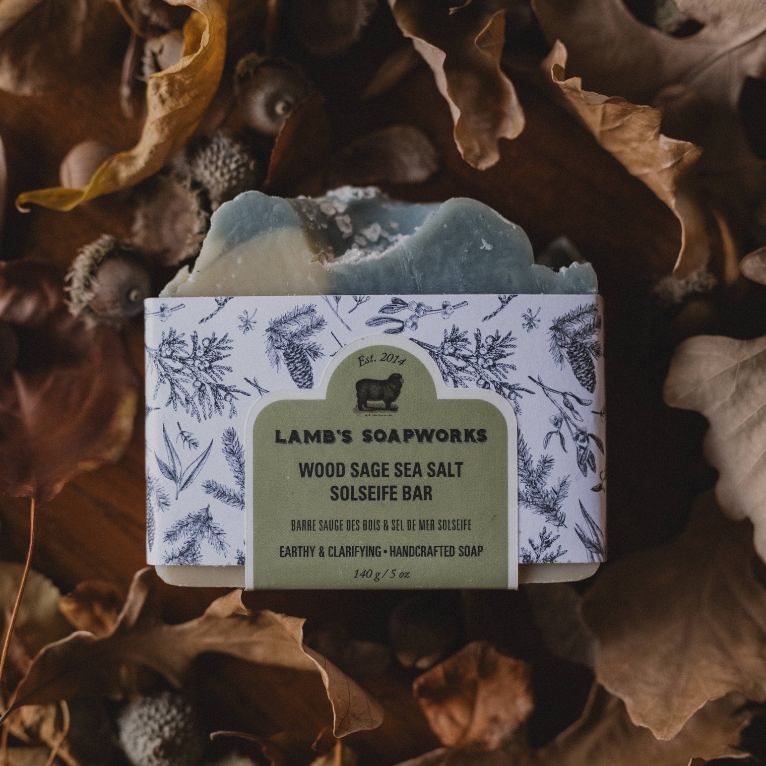 Wood Sage & Sea Salt Solseife (Sea Salt Brine) Bar