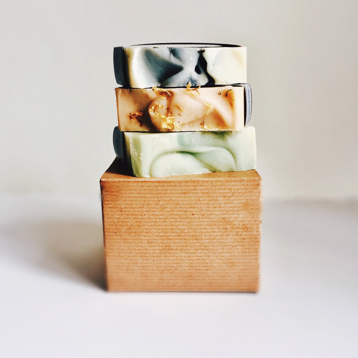 Three Handcrafted Soap Bars in Kraft Gift Box Set